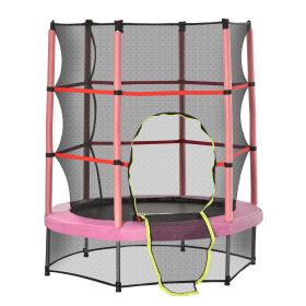¦5FT Kids Trampoline with Enclosure Net for Age 3 to 6 Years Pink