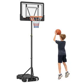 Portable Basketball Hoop System Stand with 33in Backboard, Height Adjustable 5FT-7FT Basketball Goal for Indoor Outdoor Use