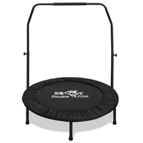 High-Quality Adjustable Foam Handle 1 Mini Trampoline 40 - Supports Up To 400lbs, Black Rectangular Fitness Rebounder For Adults - Ideal For Indoor &