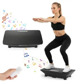 Black Full Body Vibration Plate Exercise Machine, 10 Adjustable Speed Levels With Remote Control & Music Function, 440LBS Weight Capacity