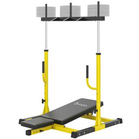 Vertical Leg Press Machine with Adjustable Leg, Back, and Head Positions, 1" Standard Plate Compatible, Yellow
