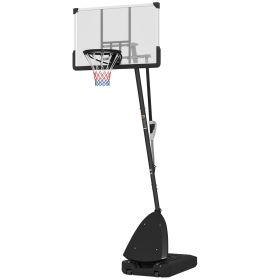 4.9-10' Basketball Stand, Freestanding Basketball System with 44" Shatterproof Backboard, Rebound System and Wheels