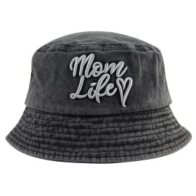 Funny Mom Life Bucket Hat Sun Beach Hats, Washed Cotton Embroidered Outdoor Travel Fisherman Hat For Mama Wife Grandma