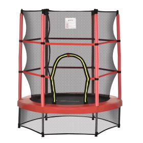 ¦5FT Kids Trampoline with Enclosure Net for Age 3 to 6 Years Red