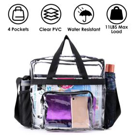 Clear Tote Bag -4-Pocket 0.4 Mm PVC Crossbody,Handbag, Adjustable Strap,  Holds 11 Lbs, Waterproof & Cold-Crack Resistant, Perfect For Concerts, Sport