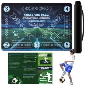 Football Training Mat For Kids & Teens - 24x36 Inch Soccer Agility Footwork Trainer With Step Over, 360 Turn & Dribbling Paths - Indoor Skills Equipme