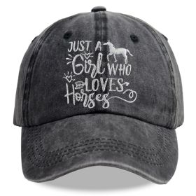 Girl Who Loves Horses Hat For Men Women, Adjustable Embroidered Wash Cotton Baseball Cap