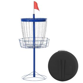Soozier Portable Disc Golf Basket Target With 24-Chain, Travel Bag, Dark Blue