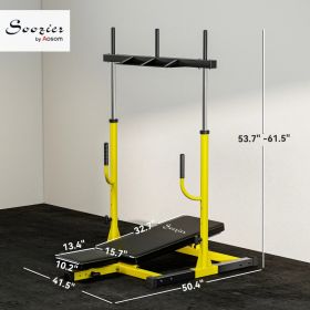 Soozier Vertical Leg Press Machine With Adjustable Leg, Back, And Head Positions, 1 Standard Plate Compatible, Yellow