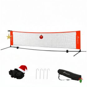 10ft Portable Soccer Tennis/Pickleball/Badminton/Mini Tennis Net w/ Sideline for Training with Included Storage Bag, Red