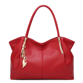 Women's Tote Bag Bags, Large Leather Shoulder Bag Purse Top Handle Hobo Handbag (Option: Red)
