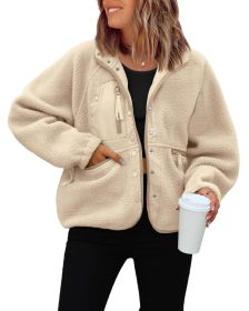 Polar Fleece Sports And Leisure Sweater Jacket Top (Option: Light khaki-M)