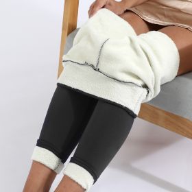 Winter Leggings Warm Thick High Stretch Lamb Cashmere Leggins Skinny Fitness Woman Pants (Option: Grey-XXL)