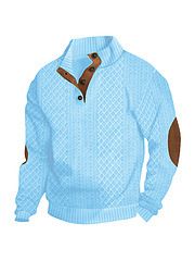 Stand Collar Long Sleeve Jacquard Knitted Pullover Sweater (Option: Sky Blue-M)