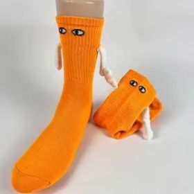 Mid Tube Black And White Couple Matching Holding Socks (Option: Orange-1pairs)