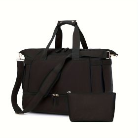 Women's Travel Duffel Bag, Sports Gym Yoga Duffel Bag Weekender Overnight Totes Bag (Option: Black)