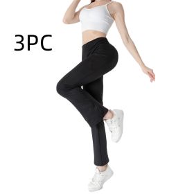 Ladies Mid Waist Abdominal-shaping Slimming Cropped Pants Casual Pocket Bootcut Trousers (Option: SetB-M)