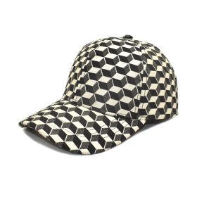 Women's Spring And Autumn Korean Style Japanese Style Trendy Chessboard Plaid Baseball Cap (Option: Beige-M)