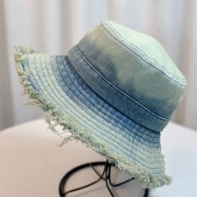 Big Head Circumference Bucket Bucket Hat Distressed Sun-proof Face-showing Small Hat (Option: Light Yellow-Adult Average Size)
