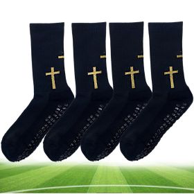 Solid Color Classic High Tube Football Socks (Option: Black-Adult-4PCS)