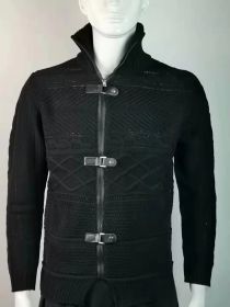 Autumn And Winter Turtleneck Men's Cardigan Coat (Option: Black-L)