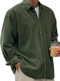 Casual Loose Men's Autumn And Winter Thick Shirt Jacket (Option: Army Green-S)