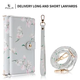 Crossbody Wallet Case For Phone 17 Pro Max 6.9 Inch Magnetic Detachable Floral PU Leather Phone Case With RFID Blocking Card Holder Wristlet Mirror Fl (Option: X13443F)