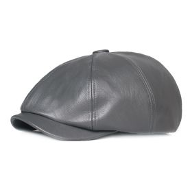 Leather Octagonal Cap Women's Retro (Option: Gray-Adjustable)