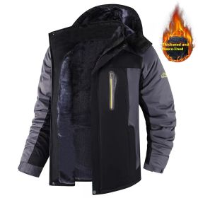 Casual Fleece And Thick Men's Mid-length Coat (Option: Black-XXL)