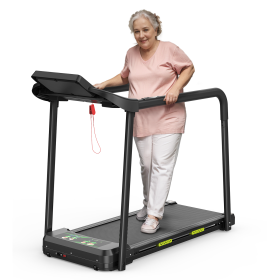 Walking Pad Treadmill For Senior, Foldable Exercise Treadmill With Stable And Safe Structural Design, Large LED Display For Elderly, Long Handrai (Option: Home treadmill)