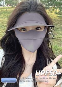 Summer Sun Mask Full Face With Hat Integrated Ice Silk Mask (Option: Light Gray)