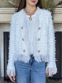 European And American Fashion Elegant Niche Tassel Jacket Women (Option: White-M)