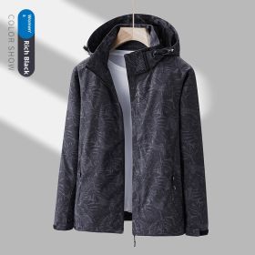 Women's Minimalist Printed Waterproof Outdoor Jacket (Option: Black-M-female)