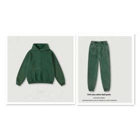 Men's Fashion Retro Velvet Padded Hooded Sweatshirt (Option: Dark Green-M-Suit)