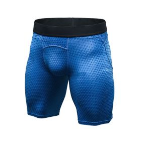 Men's Casual And Comfortable Compression Muscle Gym Shorts (Option: Blue-XXL-Short)