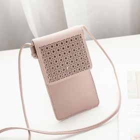 Cross Body Mobile Phone Bag Touching Screen Clear Window Mini Purse Cell Phone Bag Pouch DIN889 (Option: Pink)