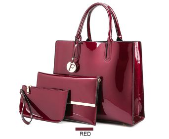 3 Sets Leather Handbags (Option: Wine Red)