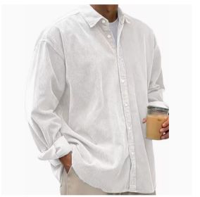 Casual Loose Men's Autumn And Winter Thick Shirt Jacket (Option: White-Xl)