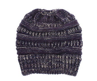 Mixed Color Knitted Wool Hat Ladies Non-labeled Ponytail Hat (Option: Purple blue rice)