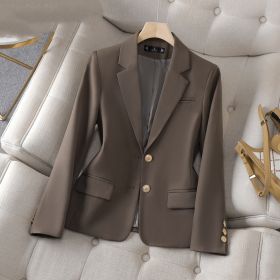 Professional Suit Formal Women's Coat Overalls (Option: Brown-L)