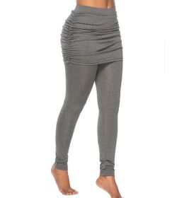 Pack hip side pleated skirt fake two leggings skirt (Option: Grey-S)