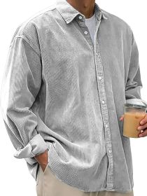 Casual Loose Men's Autumn And Winter Thick Shirt Jacket (Option: Light Gray-S)
