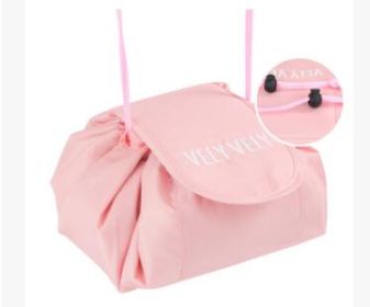 Animal Printing Large Capacity Drawstring Lazy Cosmetic Storage Bag (Option: Pink logo)