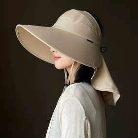 Sun Hat Female Sun Protection UV Protection Big Brim Summer Cover Full Face (Option: Khaki-Free Size Adjustable)