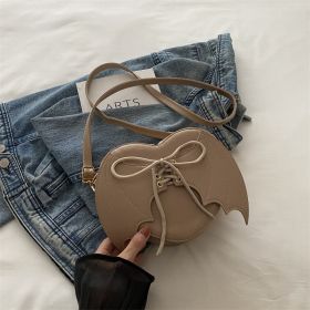 Heart Shape Bag Strap Design Bat Wings One Shoulder Crossbody Bag (Option: Khaki)