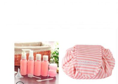 Animal Printing Large Capacity Drawstring Lazy Cosmetic Storage Bag (Option: Bottle bottling+stripe)