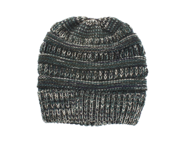 Mixed Color Knitted Wool Hat Ladies Non-labeled Ponytail Hat (Option: Green blue rice)