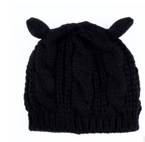 Autumn Winter Cat Ear Knit Beanie (Option: Black)