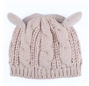 Autumn Winter Cat Ear Knit Beanie (Option: Beige)