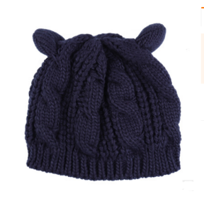 Autumn Winter Cat Ear Knit Beanie (Option: Tibetan green color)